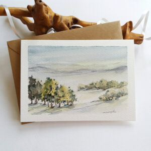 Snowy Meadow Landscape - Hand painted card