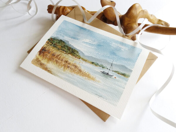 Lake View - Hand painted card
