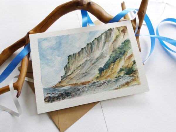 White Cliff / Møns Klint. Hand painted card.