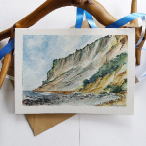 White Cliff / Møns Klint. Hand painted card.