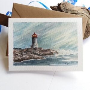 Light House - Hand painted card.