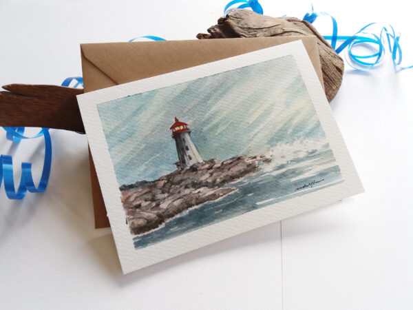 Light House - Hand painted card.