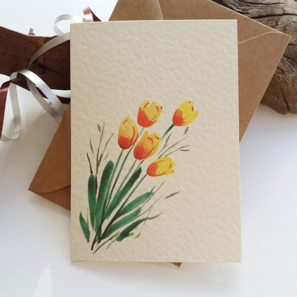 Yellow Tulips Card - Floral Card