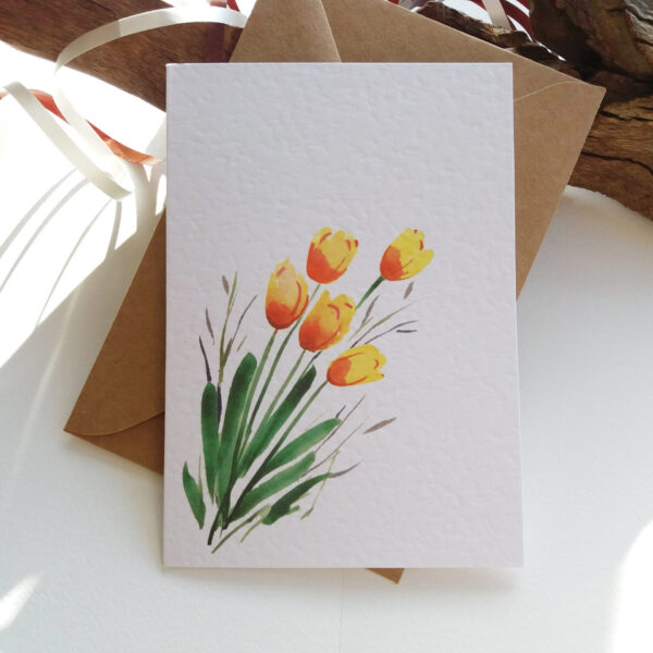 Yellow Tulips Card - Floral Card