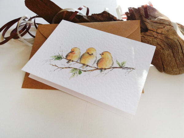 Cute Yellow Birds card by Owie's ART