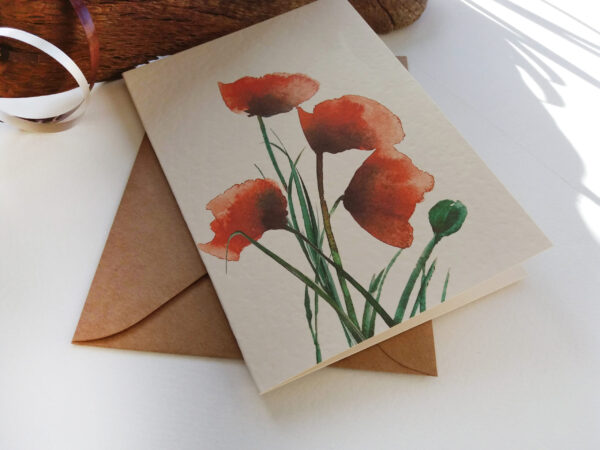 Red Poppies Card - Floral Card