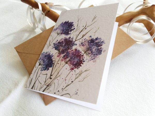 Purple Blossoms Card - Floral Card by Owie's ART