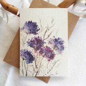 Purple Blossoms Card - Floral Card by Owie's ART