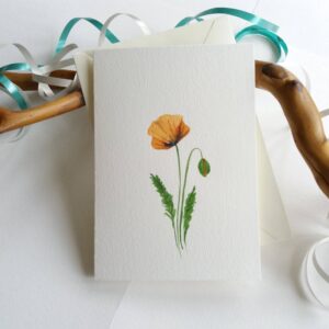 Poppy Card - Minimalist Floral card by Owie's ART