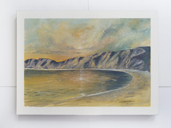 Sunset at Worbarrow Bay, Dorset, England- Coastal Art painting by Owie's ART