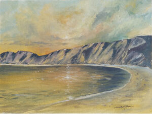 Sunset at Worbarrow Bay, Dorset, England- Coastal Art painting by Owie's ART