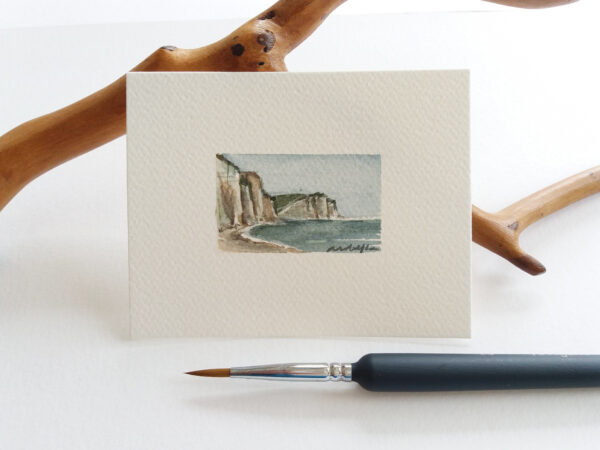 Miniature Painting - Chalk Cliffs, Normandy, France - by Owie's ART