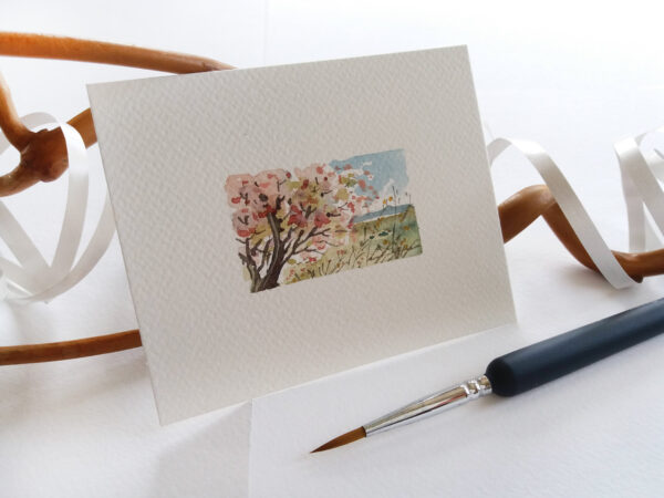 Miniature Painting - Cherry Blossoms Tree - by Owie's ART