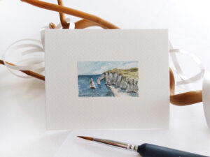 Miniature Painting - Etretat Chalk Cliffs, Normandy, France - by Owie's ART