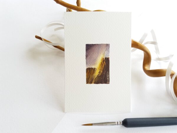 Miniature Painting - Yosemite Firefall, California Waterfall - by Owie's ART