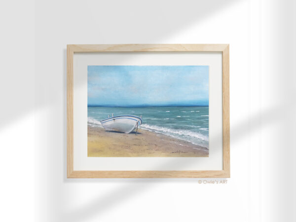 Boat on Shore - Coastal Art painting by Owie's ART