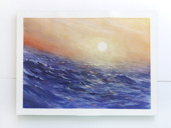 Ocean Sunset and Sea Waves - Seascape Art painting by Owie's ART
