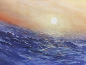 Ocean Sunset and Sea Waves - Seascape Art painting by Owie's ART
