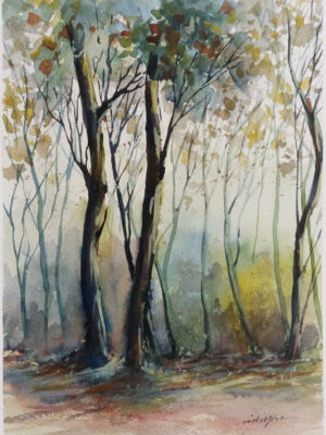 Deep Forest - Watercolor Landscape by Owie's ART