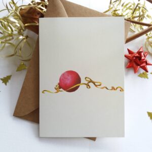 Christmas Card. Red Bauble - by Owie's ART