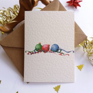 Christmas Baubles Card - by Owie's ART